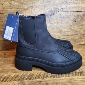 Universal Thread Black Ella chelsea Water Repellent chunky boots bootie sz 6.5